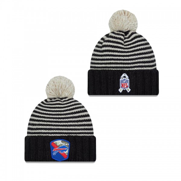 Women's Buffalo Bills Black 2023 NFL Salute To Service Cuffed Pom Knit Hat