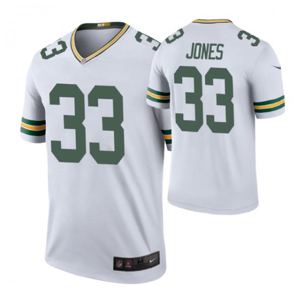 Nike Green Bay Packers #33 Aaron Jones White Jerse...