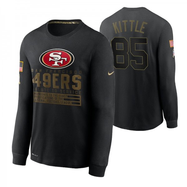 San Francisco 49ers George Kittle #85 Black Salute to Service Sideline Performance Long Sleeve T-shirt