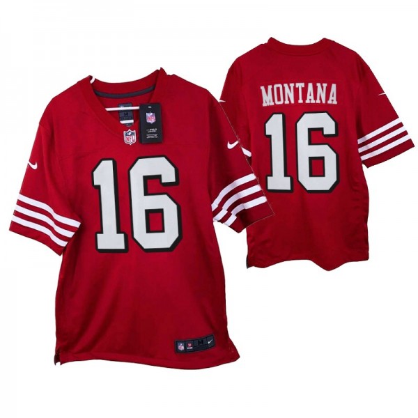 San Francisco 49ers #16 Joe Montana Game Scarlet T...