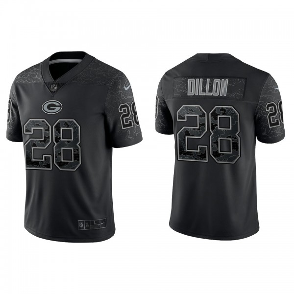 A.J. Dillon Green Bay Packers Black Reflective Lim...