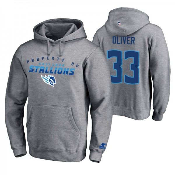 Men AAF Branden Oliver #33 Team Logo Pullover Gray...