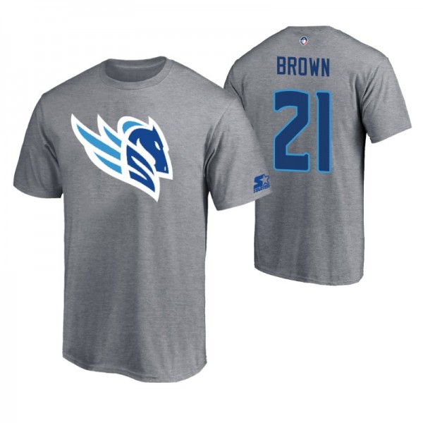 Men AAF Cody Brown #21 Team Logo Gray Salt Lake Stallions T-Shirt