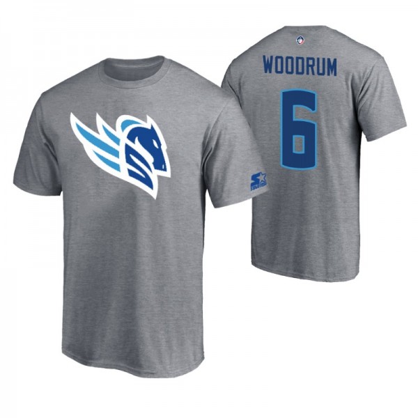 Men AAF Josh Woodrum #6 Team Logo Gray Salt Lake Stallions T-Shirt