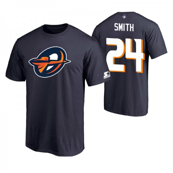 Men AAF De'Veon Smith #24 Team Logo Navy Orlando Apollos T-Shirt