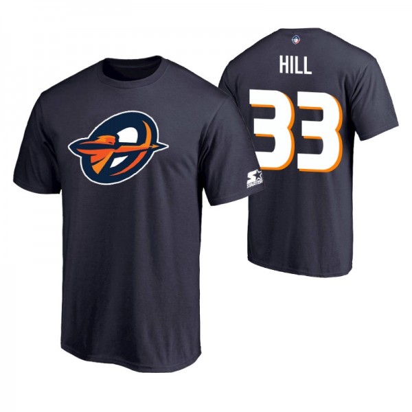 Men AAF Will Hill #33 Team Logo Navy Orlando Apollos T-Shirt