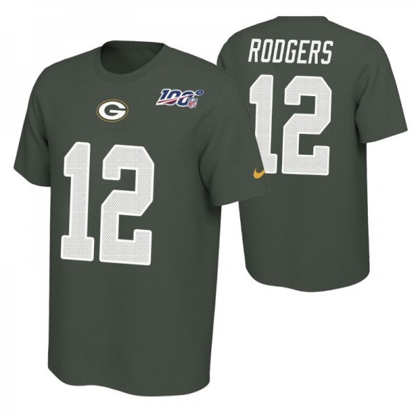 Aaron Rodgers #12 Green Bay Packers NFL 100th Season T-Shirt