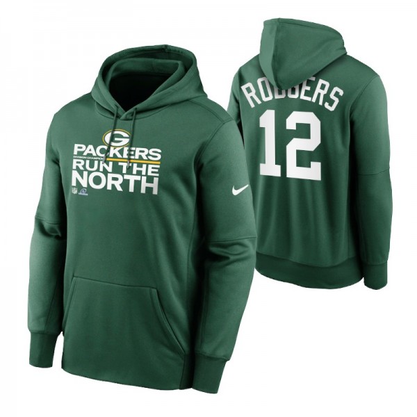 Green Bay Packers #12 Aaron Rodgers Green 2021 NFC North Division Champions Hoodie