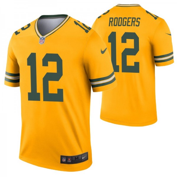 Men's Aaron Rodgers Green Bay Packers Jersey Gold ...