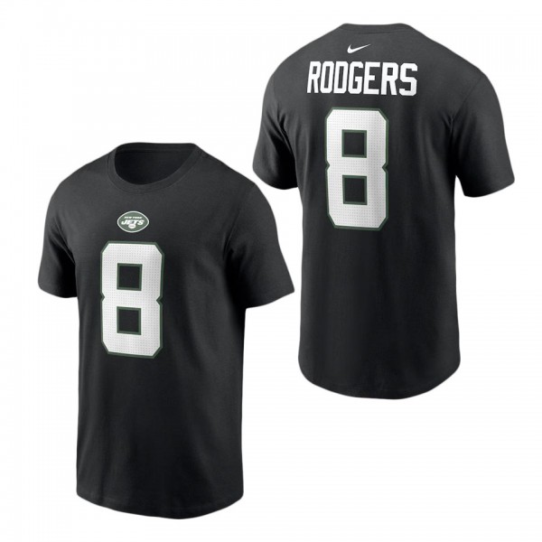 Men's New York Jets Aaron Rodgers Black Name Number T-Shirt