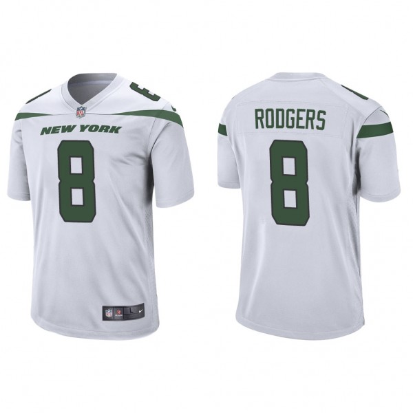 Men's New York Jets Aaron Rodgers White Game Jerse...