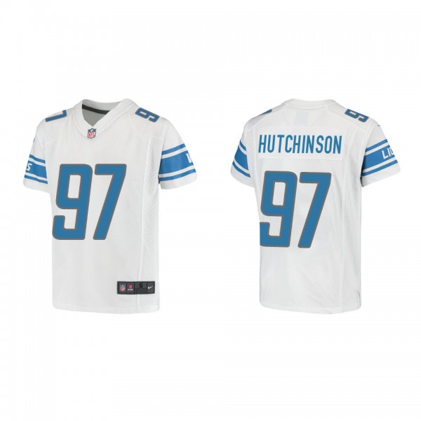 Youth Aidan Hutchinson Detroit Lions White Game Je...