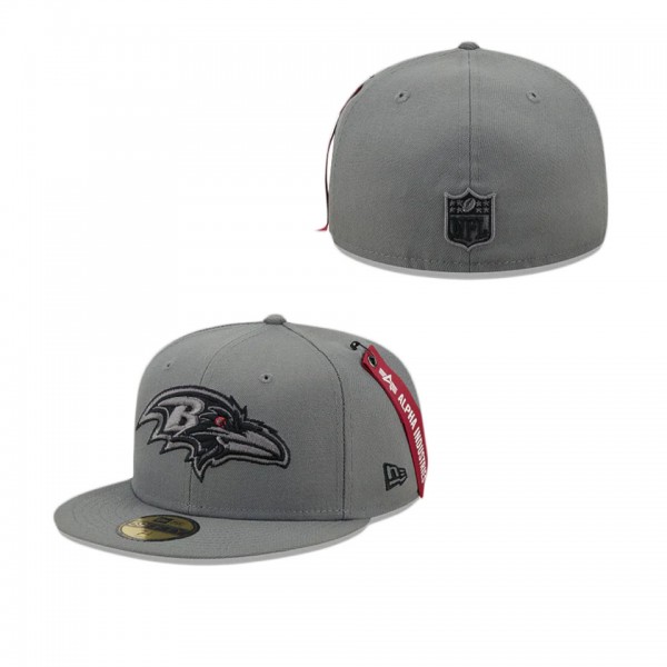 Alpha Industries X Baltimore Ravens Gray 59FIFTY F...