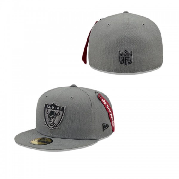 Alpha Industries X Las Vegas Raiders Gray 59FIFTY Fitted Hat
