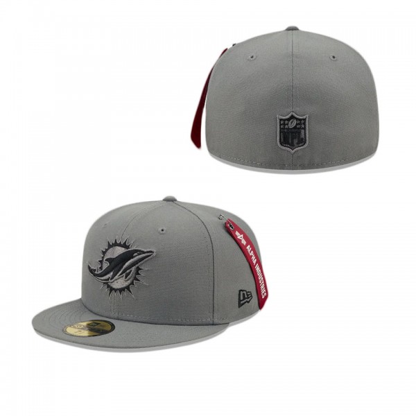 Alpha Industries X Miami Dolphins Gray 59FIFTY Fit...