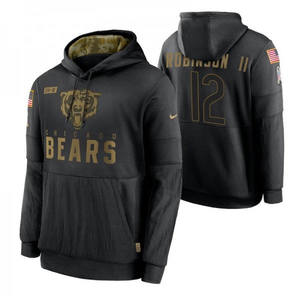 Chicago Bears 2020 Salute to Service Allen Robinson II No. 12 Black Sideline Performance Pullover Hoodie