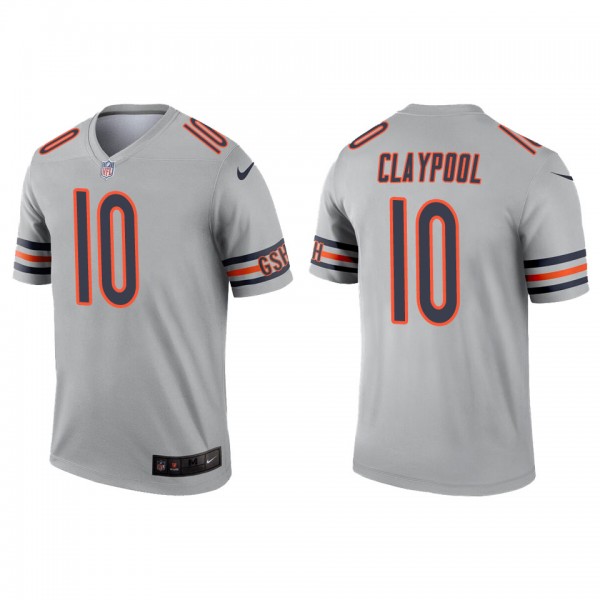 Men's Chicago Bears Chase Claypool Silver Inverted...