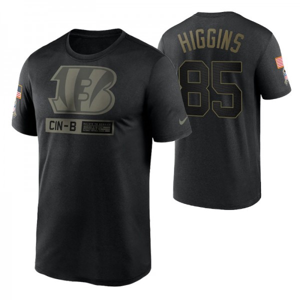 Cincinnati Bengals Tee Higgins #85 Black Short Sle...