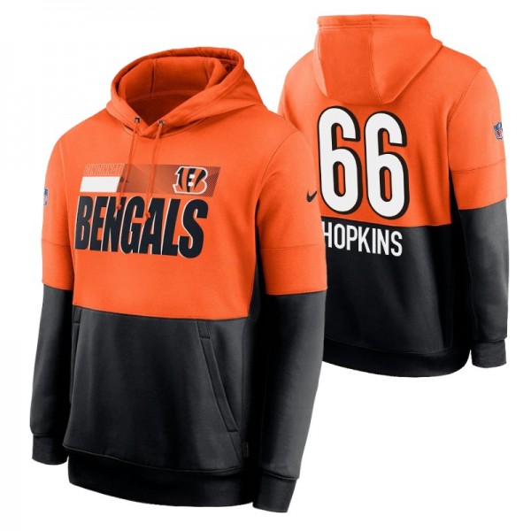 Cincinnati Bengals 66 #Trey Hopkins Sideline Lockup Orange Black Pullover Hoodie Performance