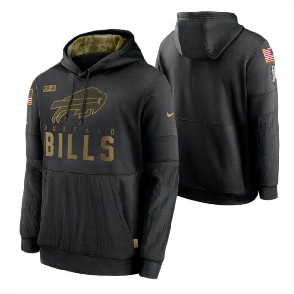 2020 Salute to Service Buffalo Bills NO. Pullover Black Sideline Performance Hoodie