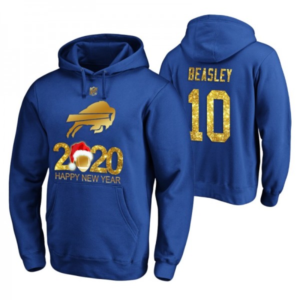 Buffalo Bills Cole Beasley 2020 Happy New Year Royal Team Logo Pullover Hoodie