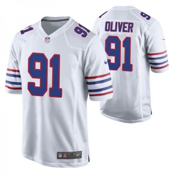 Buffalo Bills Ed Oliver #91 Game White Alternate J...