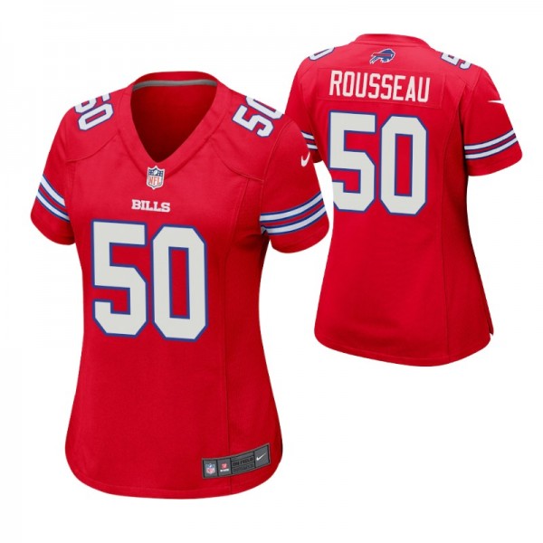 Women's Buffalo Bills Gregory Rousseau #50 Red Gam...