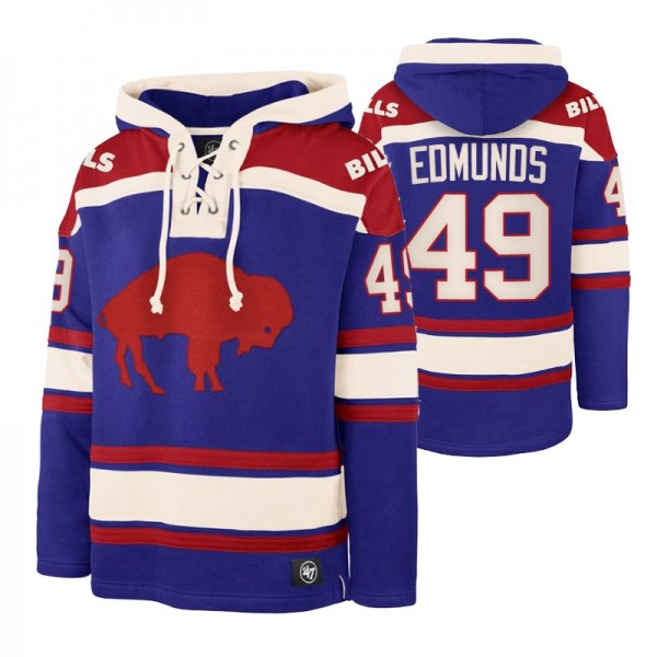Tremaine Edmunds #49 Buffalo Bills Lacer Royal Legacy Vintage Hockey Hoodie