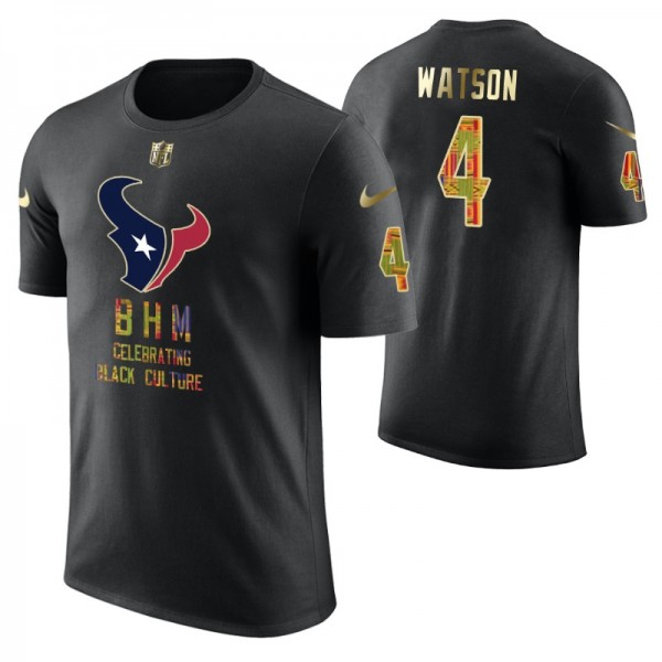Men's - Houston Texans #4 Deshaun Watson Nike Black History Month T-Shirt