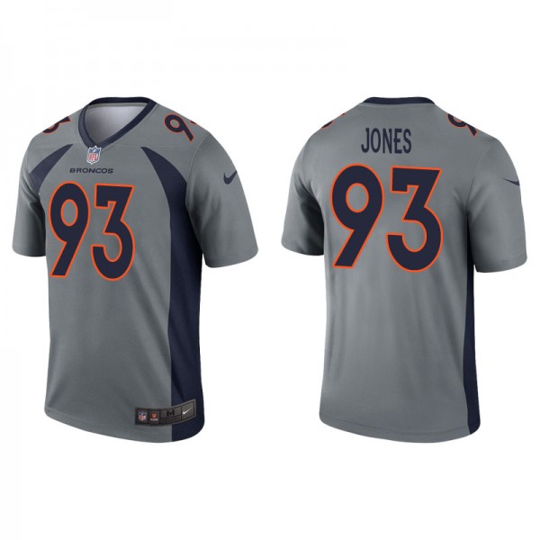Men's Broncos D.J. Jones Gray Inverted Legend Jers...