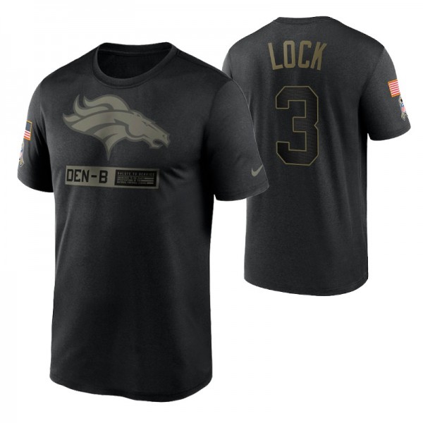 Denver Broncos 2020 Salute To Service Drew Lock #3 Team Logo Performance T-shirt - Black