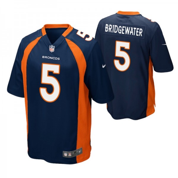 Denver Broncos Teddy Bridgewater #5 Navy Game Jers...