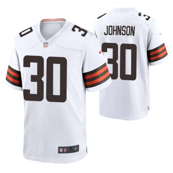 Cleveland Browns D'Ernest Johnson #30 White Game J...