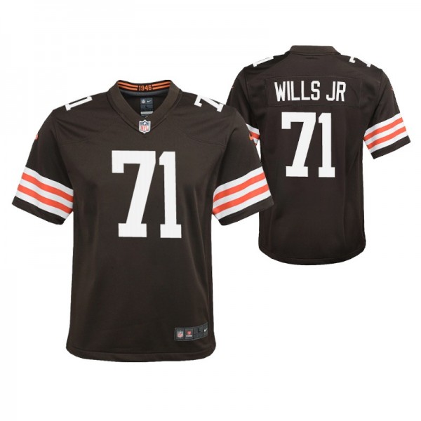 Youth Cleveland Browns Jedrick Wills Game #71 Brow...