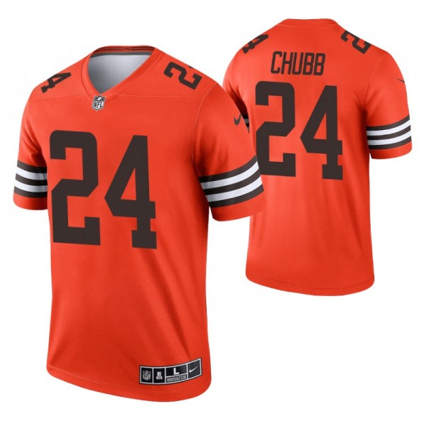 Cleveland Browns Nick Chubb #24 Orange Inverted Le...