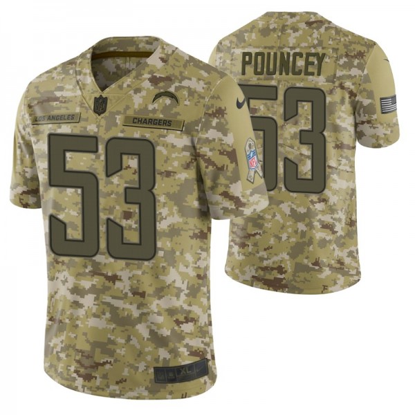 Los Angeles Chargers #53 Mike Pouncey Camo 2018 Salute to Service Jersey - Men's