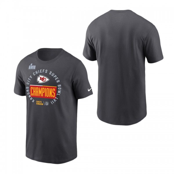 Men's Kansas City Chiefs Anthracite Super Bowl LVII Champions Locker Room Trophy Collection T-Shirt