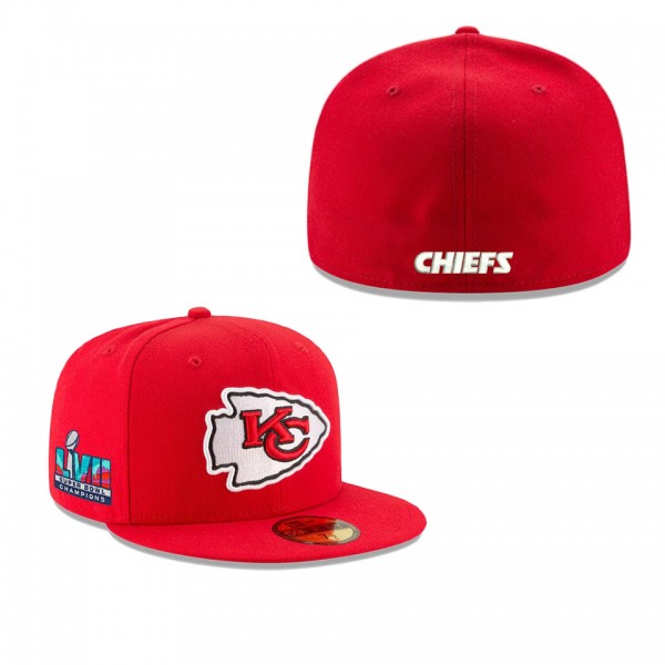 Men's Kansas City Chiefs Red Super Bowl LVII Champions Side Patch 59FIFTY Fitted Hat