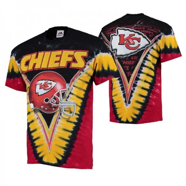 Kansas City Chiefs Majestic V Tie-Dye Black T-Shir...