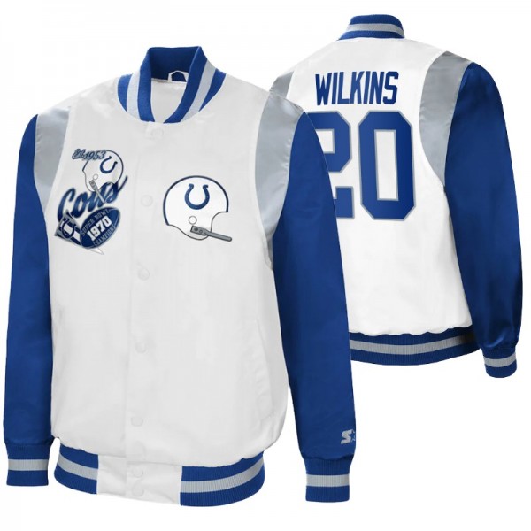 Indianapolis Colts Starter Jordan Wilkins #20 Retro The All-American Full-Snap White Royal Jacket