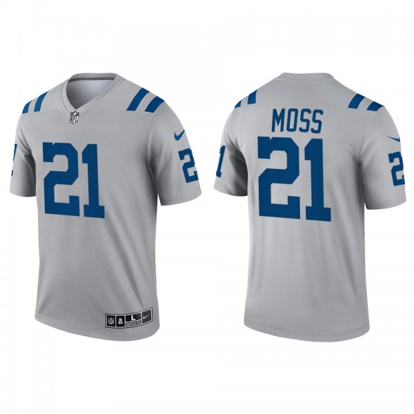 Men's Indianapolis Colts Zack Moss Gray Inverted L...