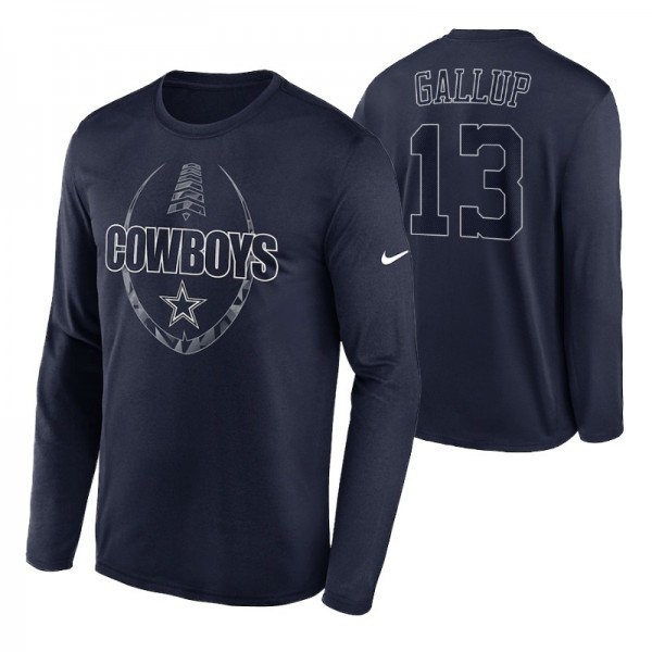 Dallas Cowboys Icon Legend Navy #13 Michael Gallup Performance Long Sleeve T-Shirt