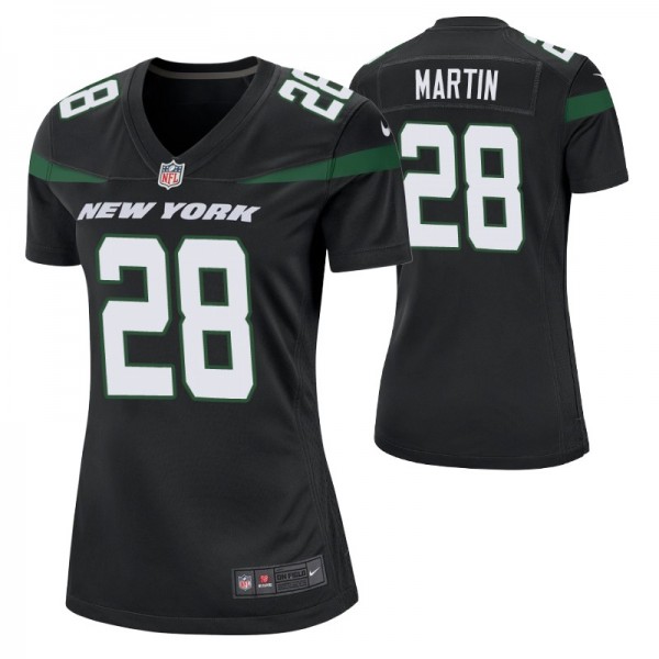 New York Jets #28 Curtis Martin Nike Black Women's...