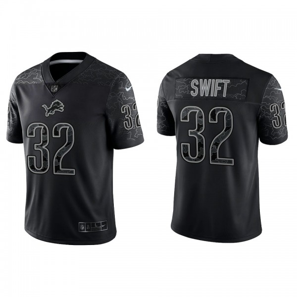 D'Andre Swift Detroit Lions Black Reflective Limited Jersey