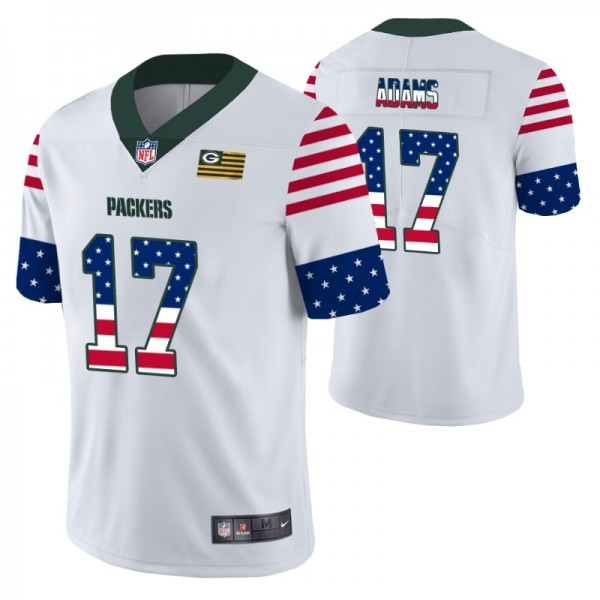 Green Bay Packers Davante Adams White Independence Day Vapor Limited Jersey