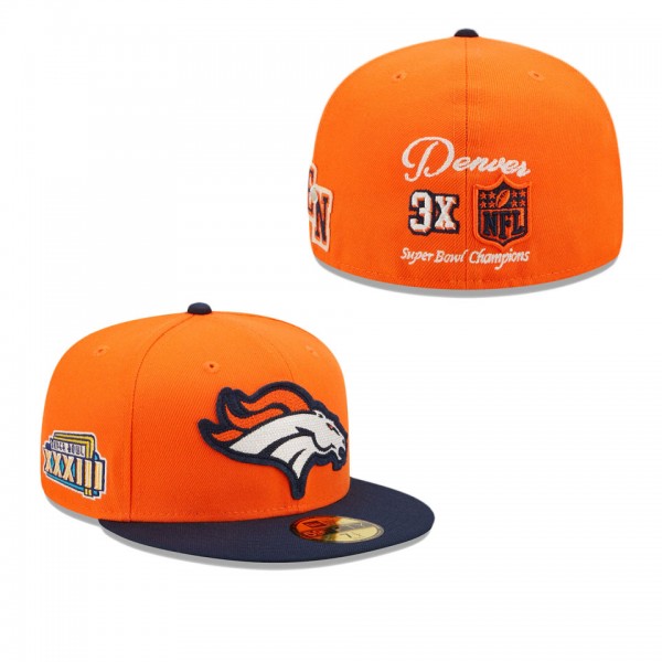 Men's Denver Broncos Orange Navy Super Bowl XXXIII...