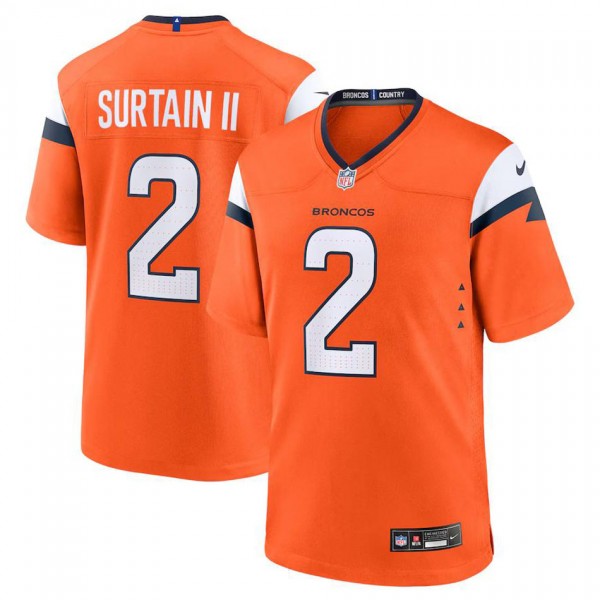 Men's Denver Broncos Patrick Surtain II Orange Gam...
