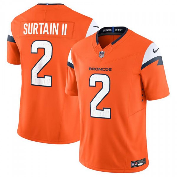 Men's Denver Broncos Patrick Surtain II Orange Vap...