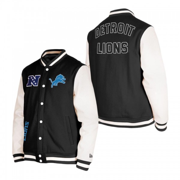 Men's Detroit Lions Black Third Down Varsity Full-Snap Jacket