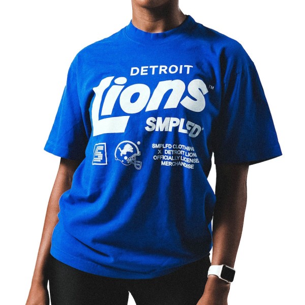 Men's Detroit Lions SMPLFD Blue Vintage Program T-Shirt